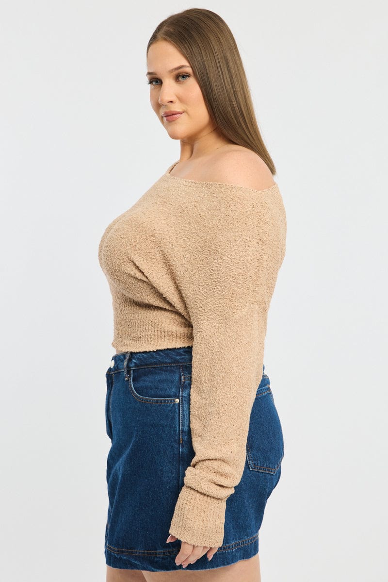 Beige One Shoulder Jumper - Image 4