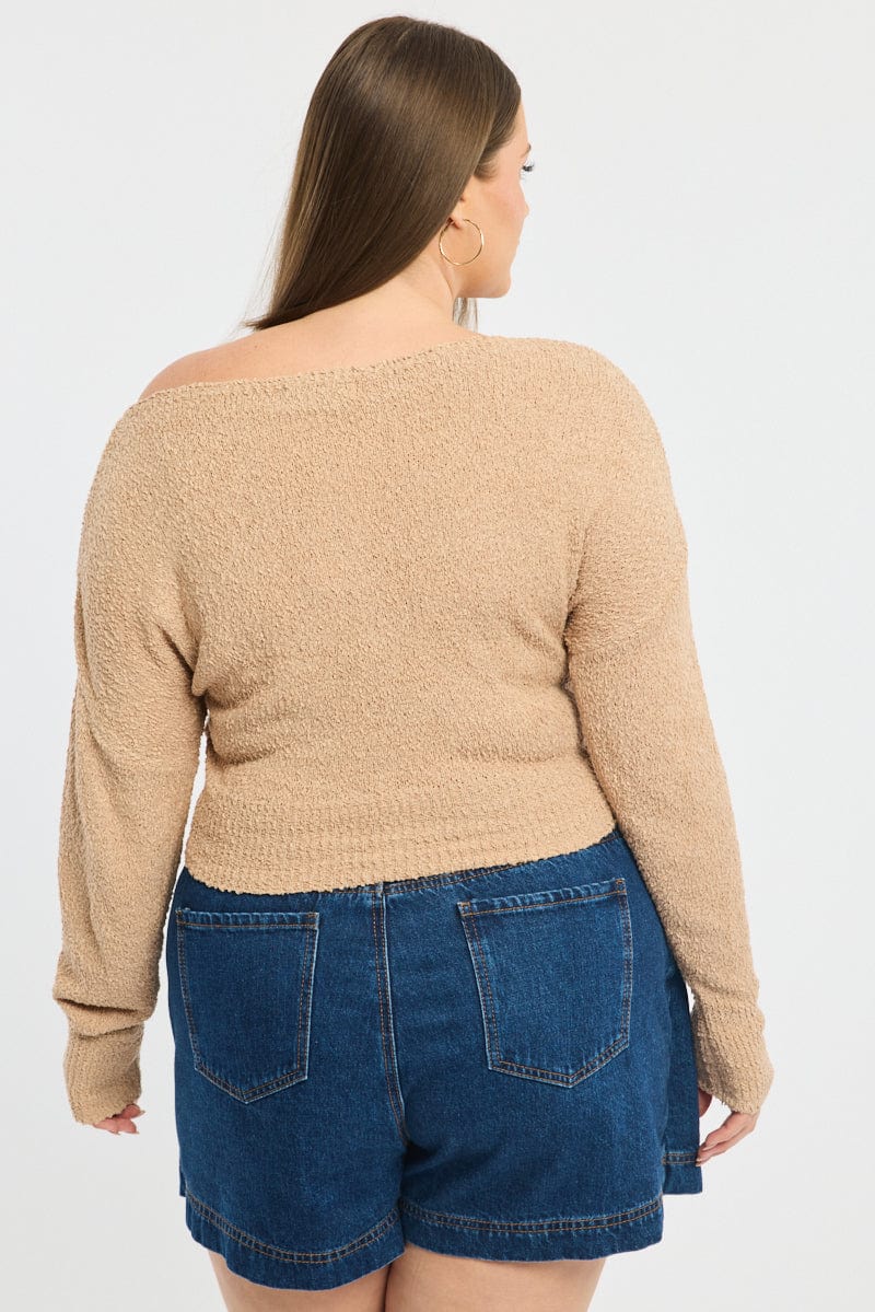 Beige One Shoulder Jumper - Image 5
