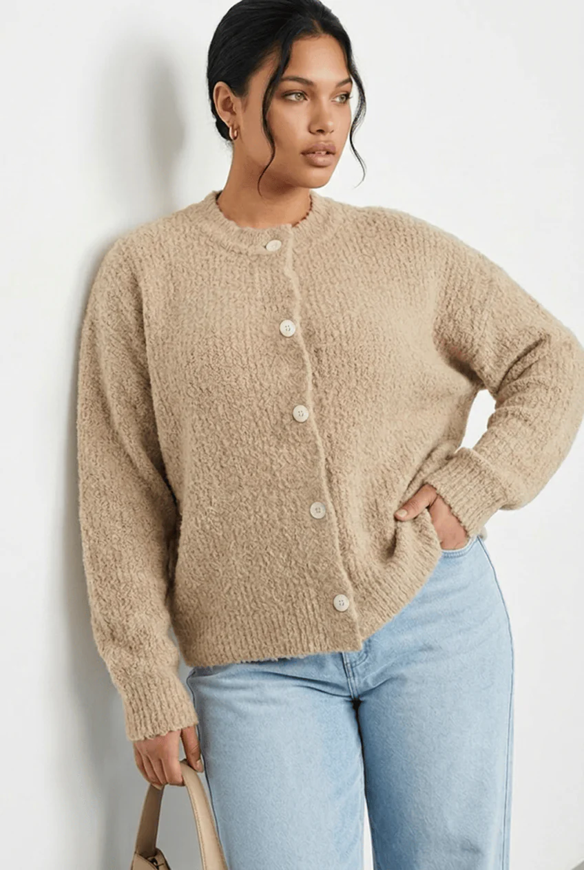 Beige Oversized Cardigan Long Sleeve