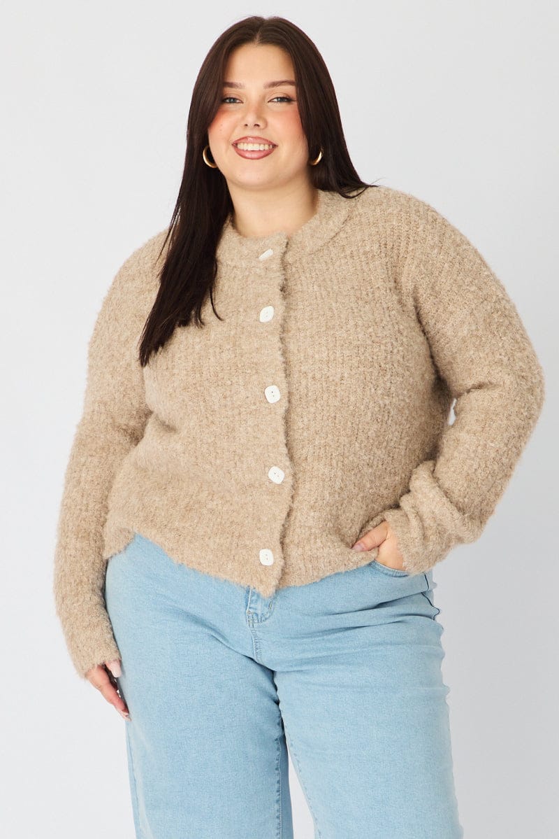 Beige Oversized Cardigan Long Sleeve - Image 4
