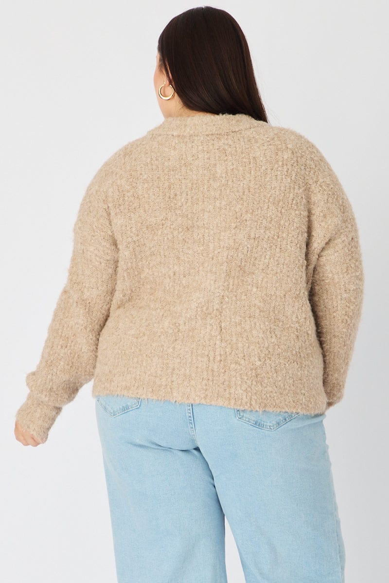 Beige Oversized Cardigan Long Sleeve - Image 6