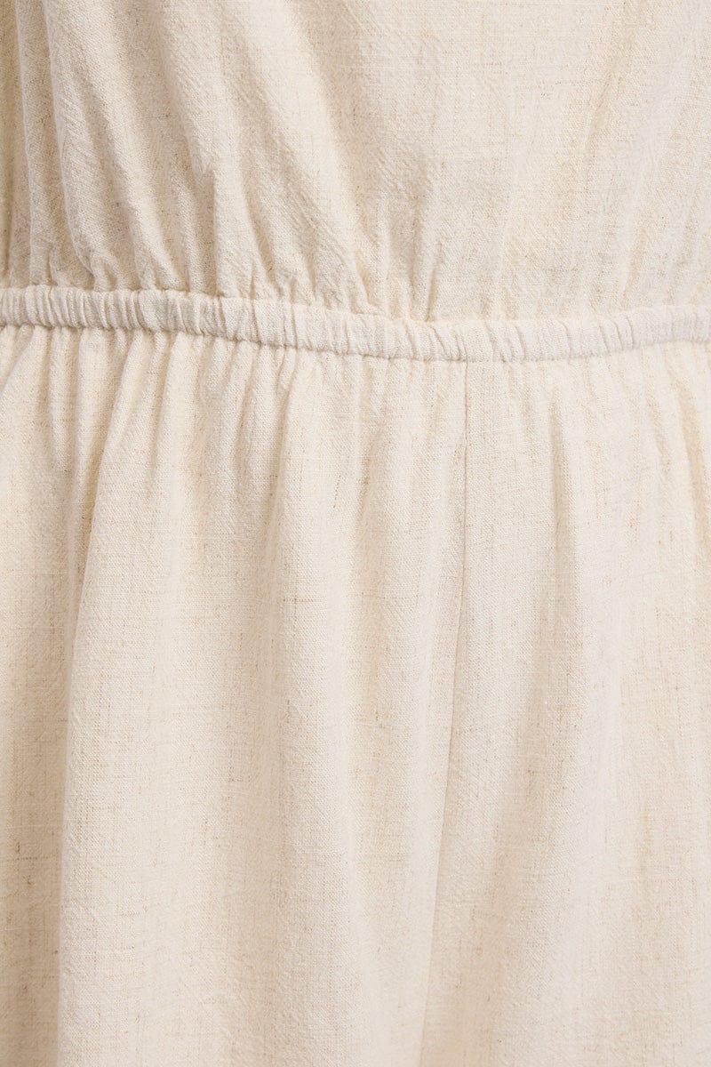Beige Playsuit Sleeveless Tie Back - Image 5