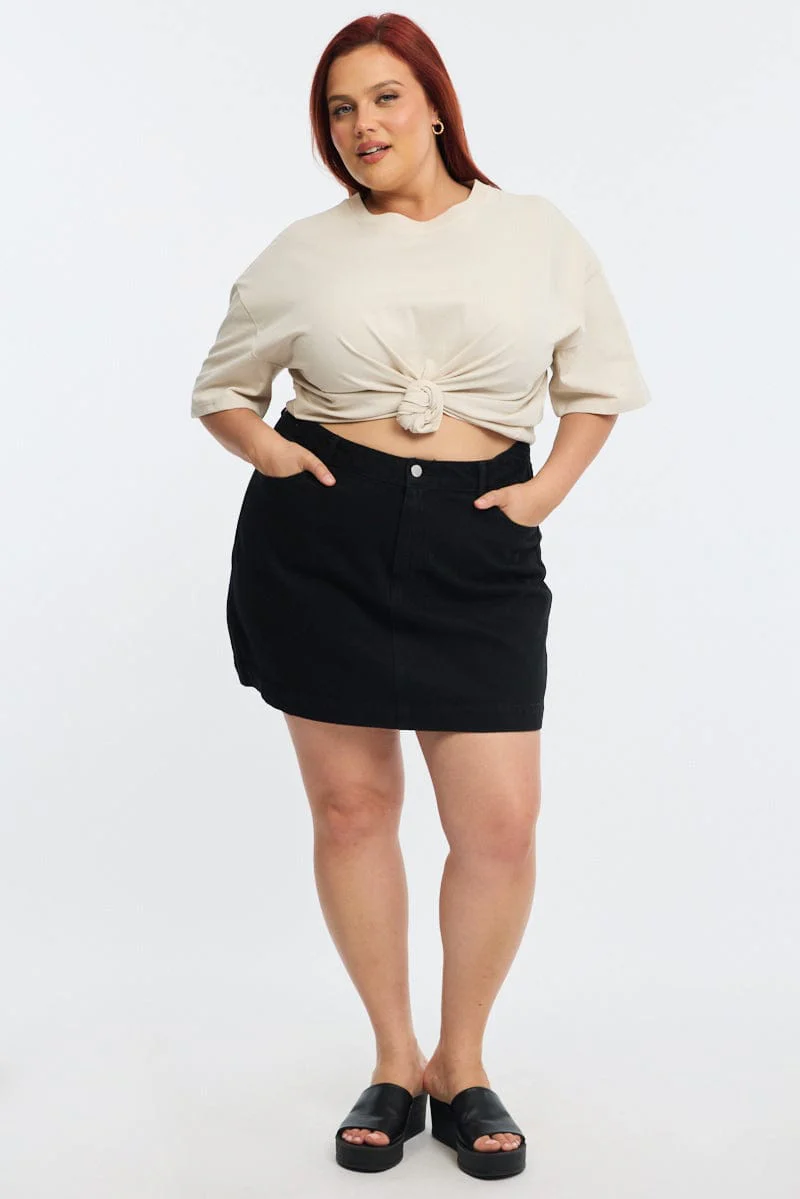 Beige Relaxed Tee Short Sleeve - Image 2
