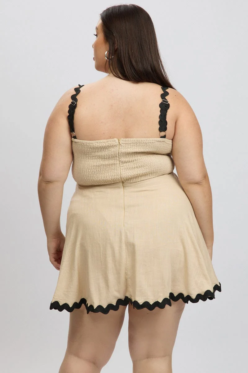 Beige Ric Rac Trim Mini Dress - Image 5