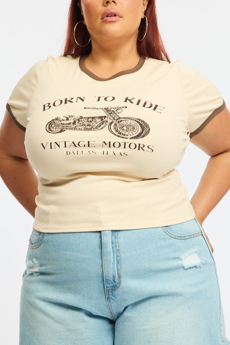 Beige Ride Baby Tee Short Sleeve - Image 5