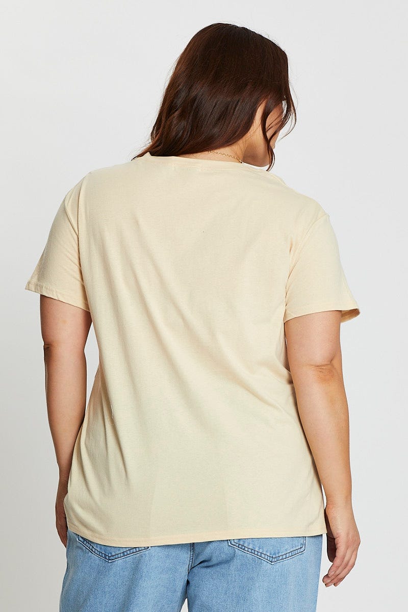 Beige Short Sleeve American Racing Regular Sand T-shirt - Image 5