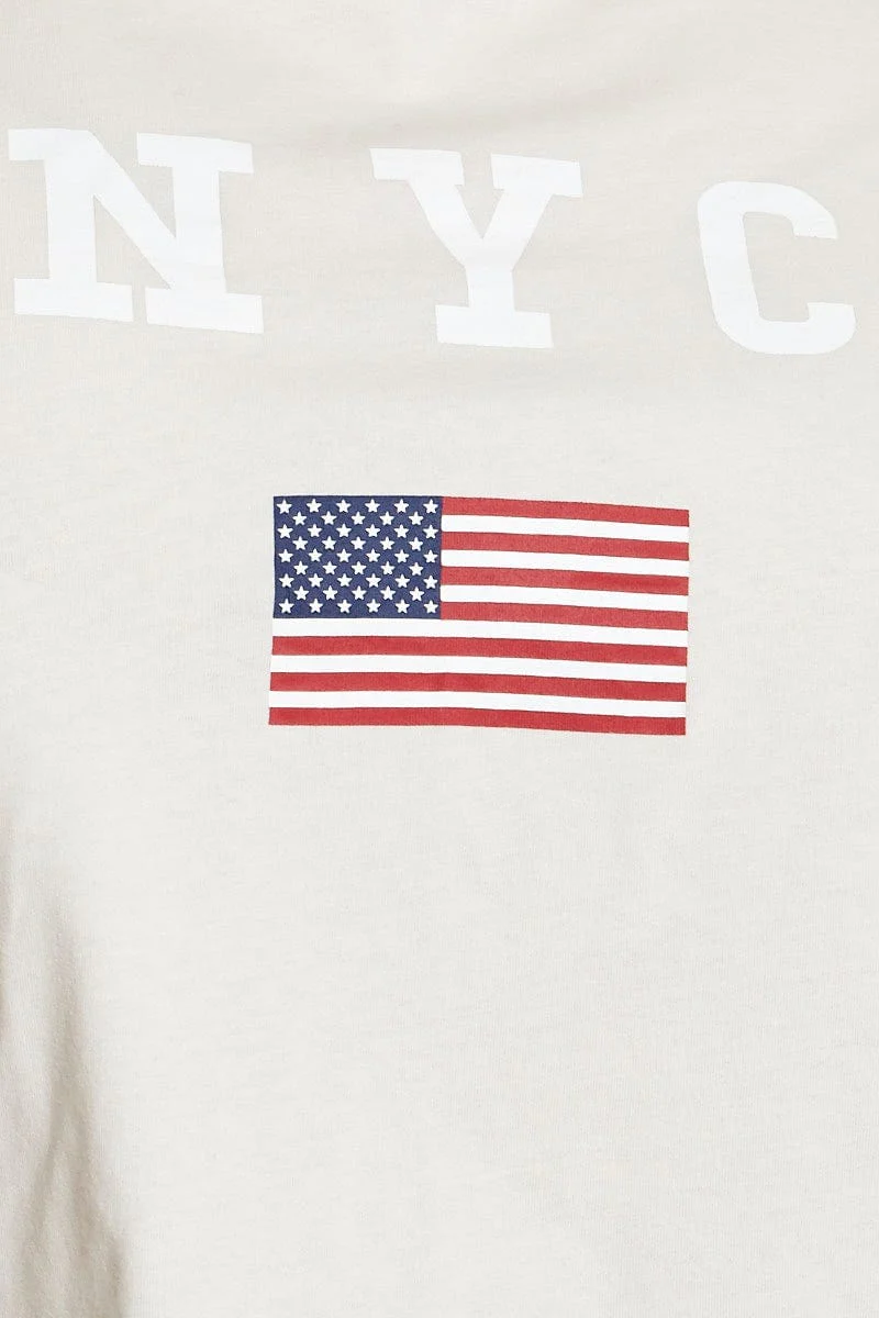 Beige Short Sleeve Crop Jersey Crew Neck - Image 6