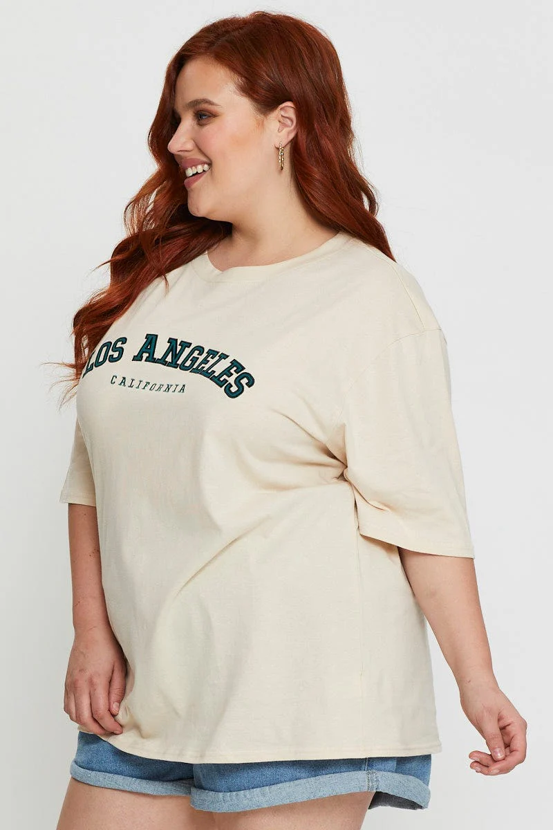 Beige Short Sleeve Jersey Crew Neck - Image 3