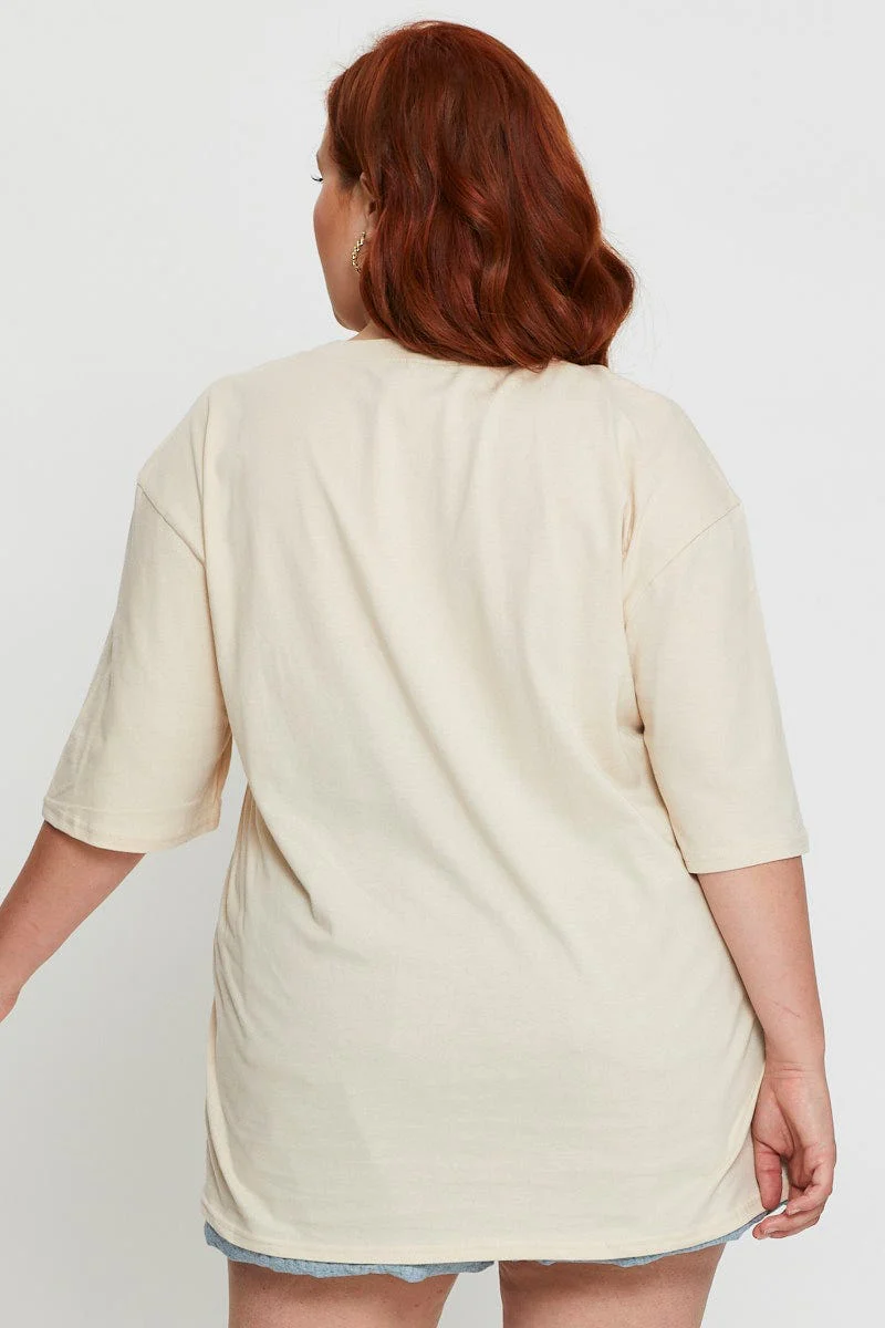 Beige Short Sleeve Jersey Crew Neck - Image 4