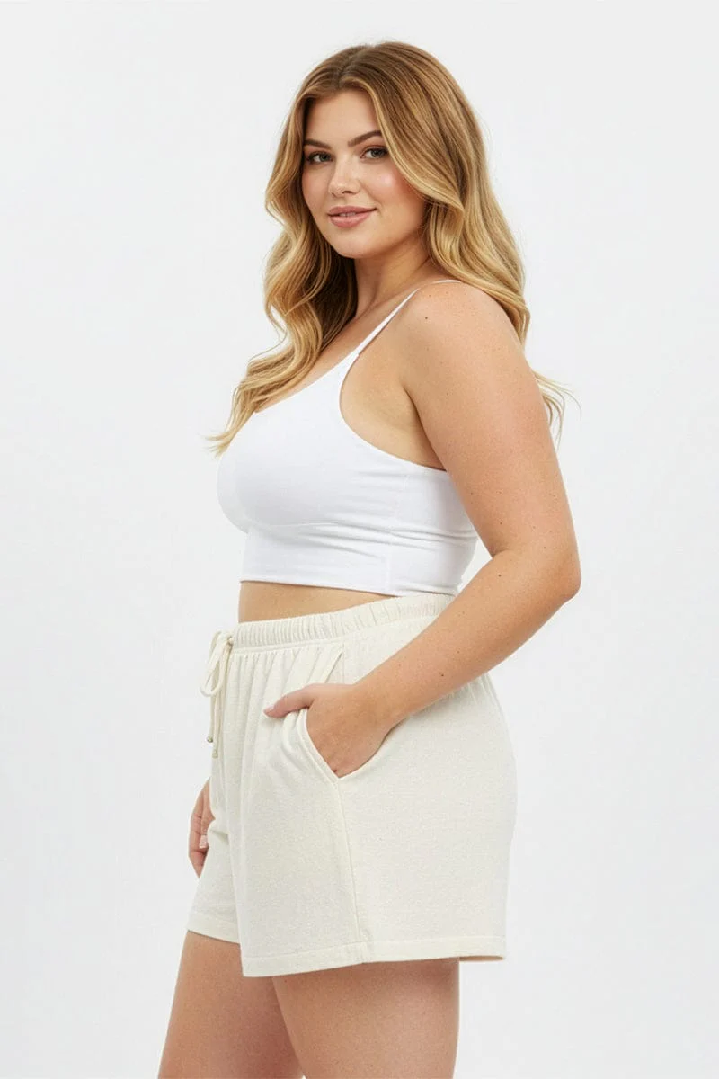 Beige Shorts Elastic Waist - Image 3