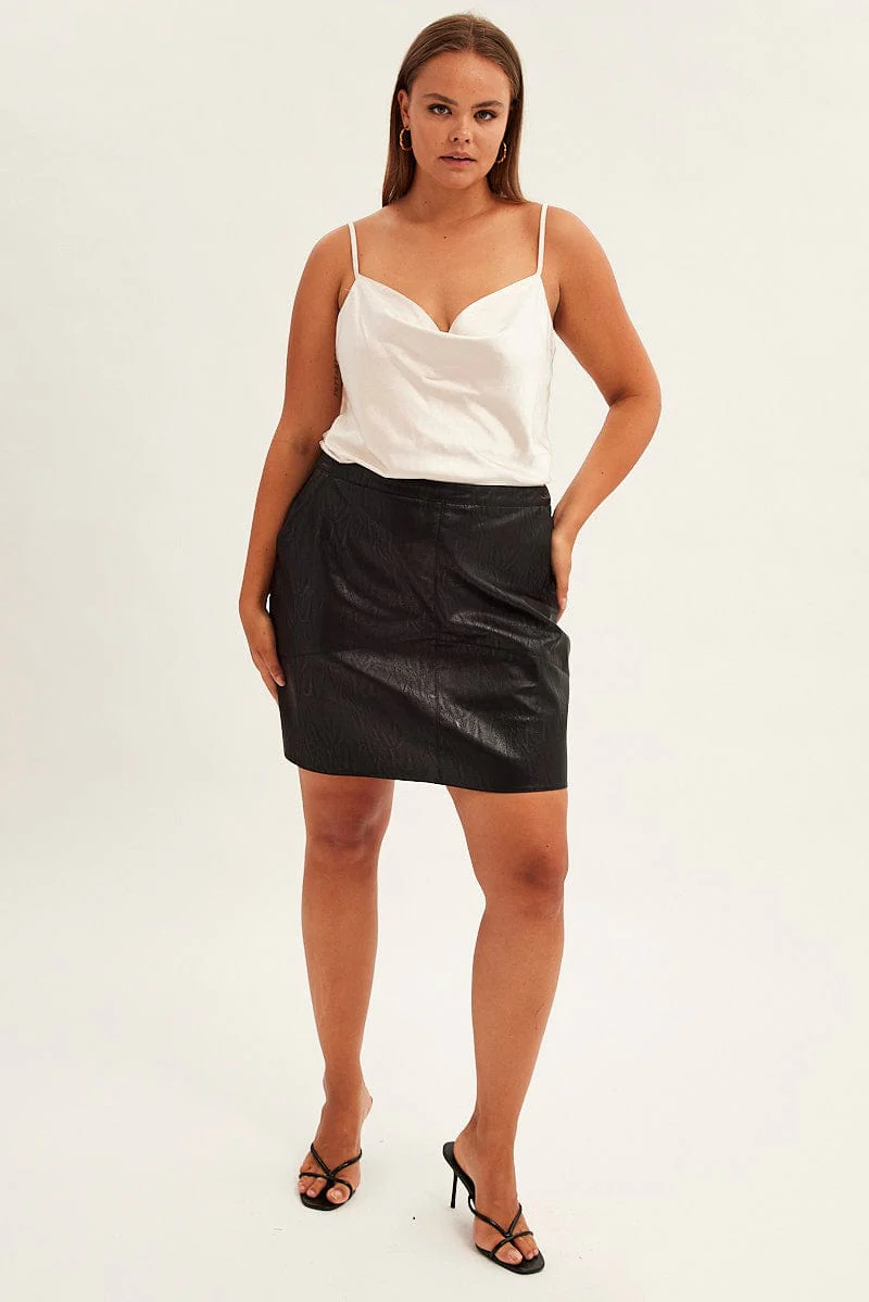 Beige Singlet Top Sleeveless Satin Cowl Neck - Image 2