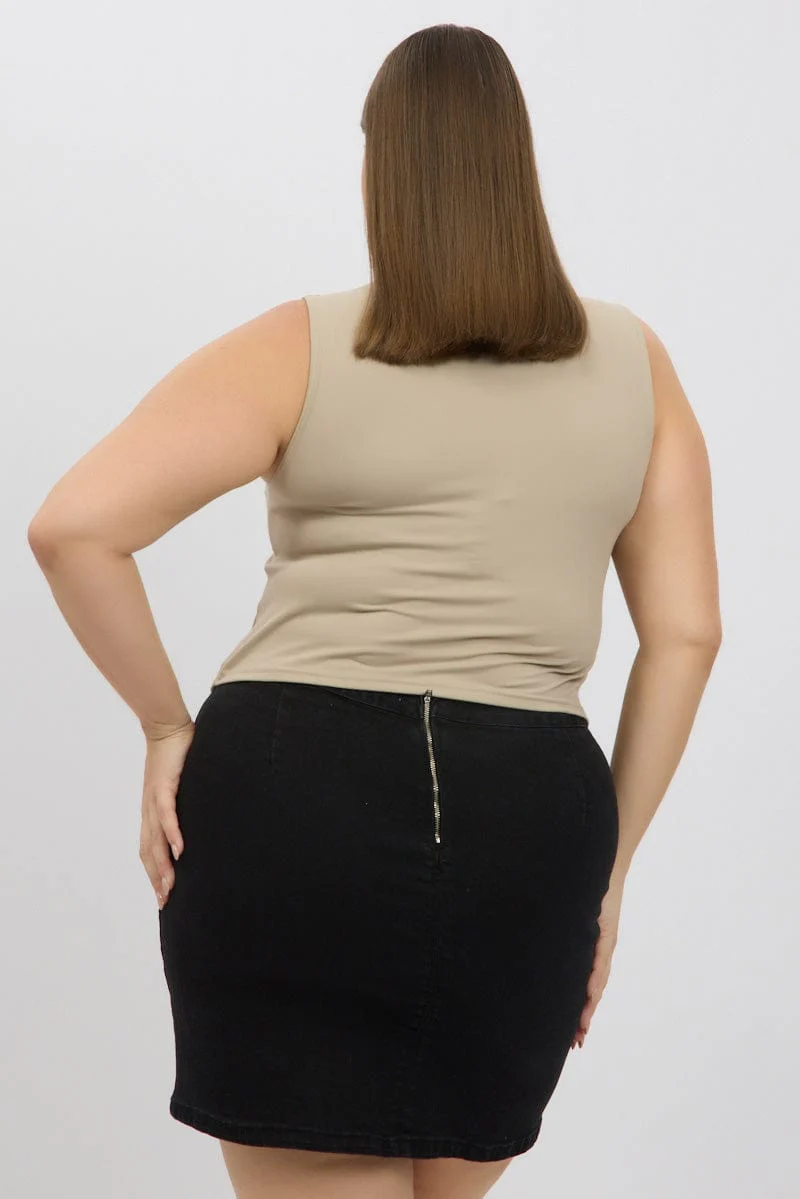 Beige Sleeveless Twist V Neck Supersoft - Image 5