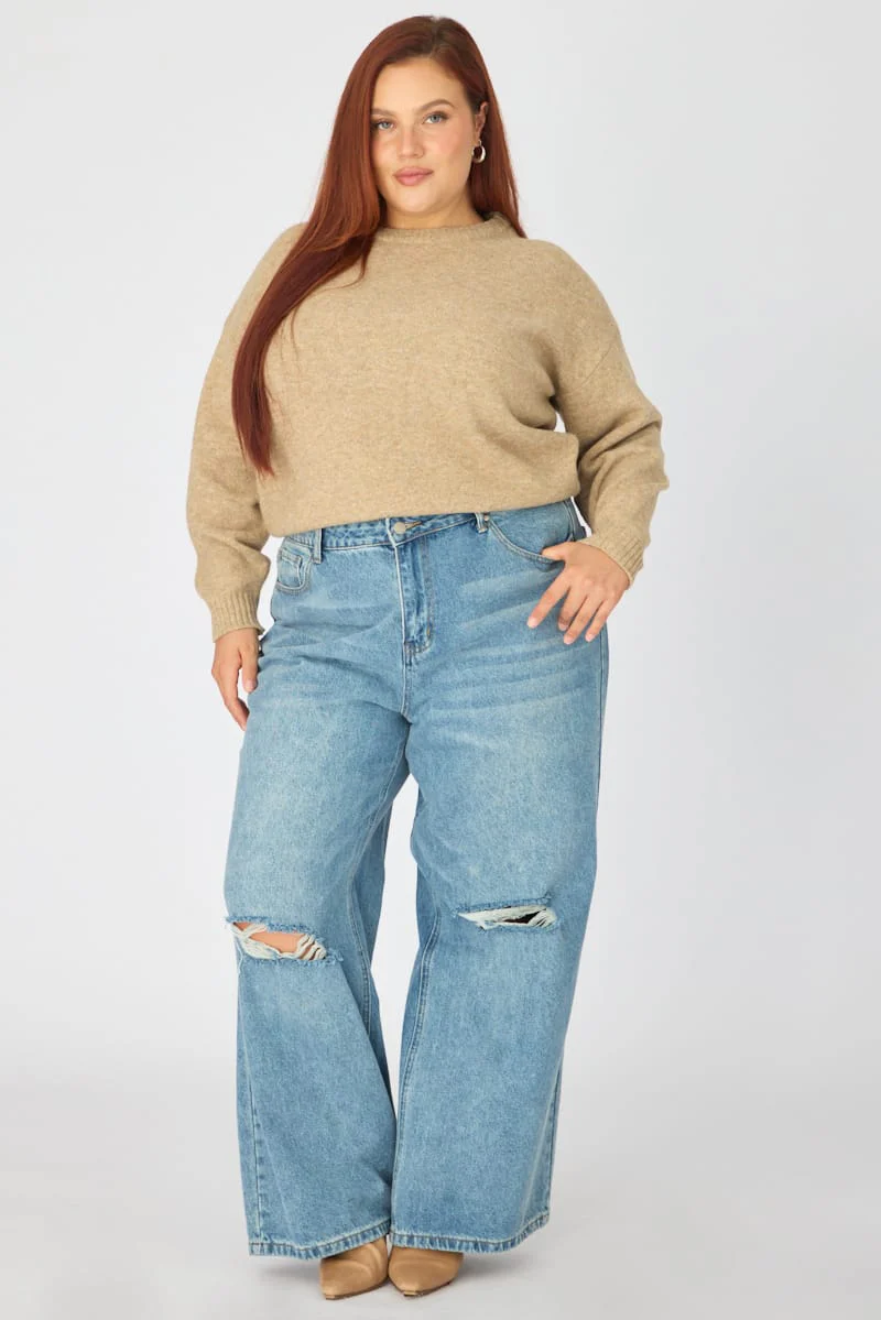Beige Soft Knit Jumper Long Sleeve - Image 3