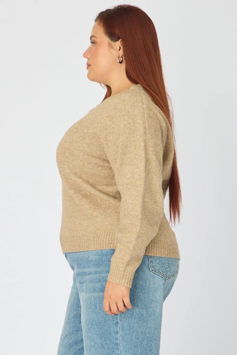 Beige Soft Knit Jumper Long Sleeve - Image 4