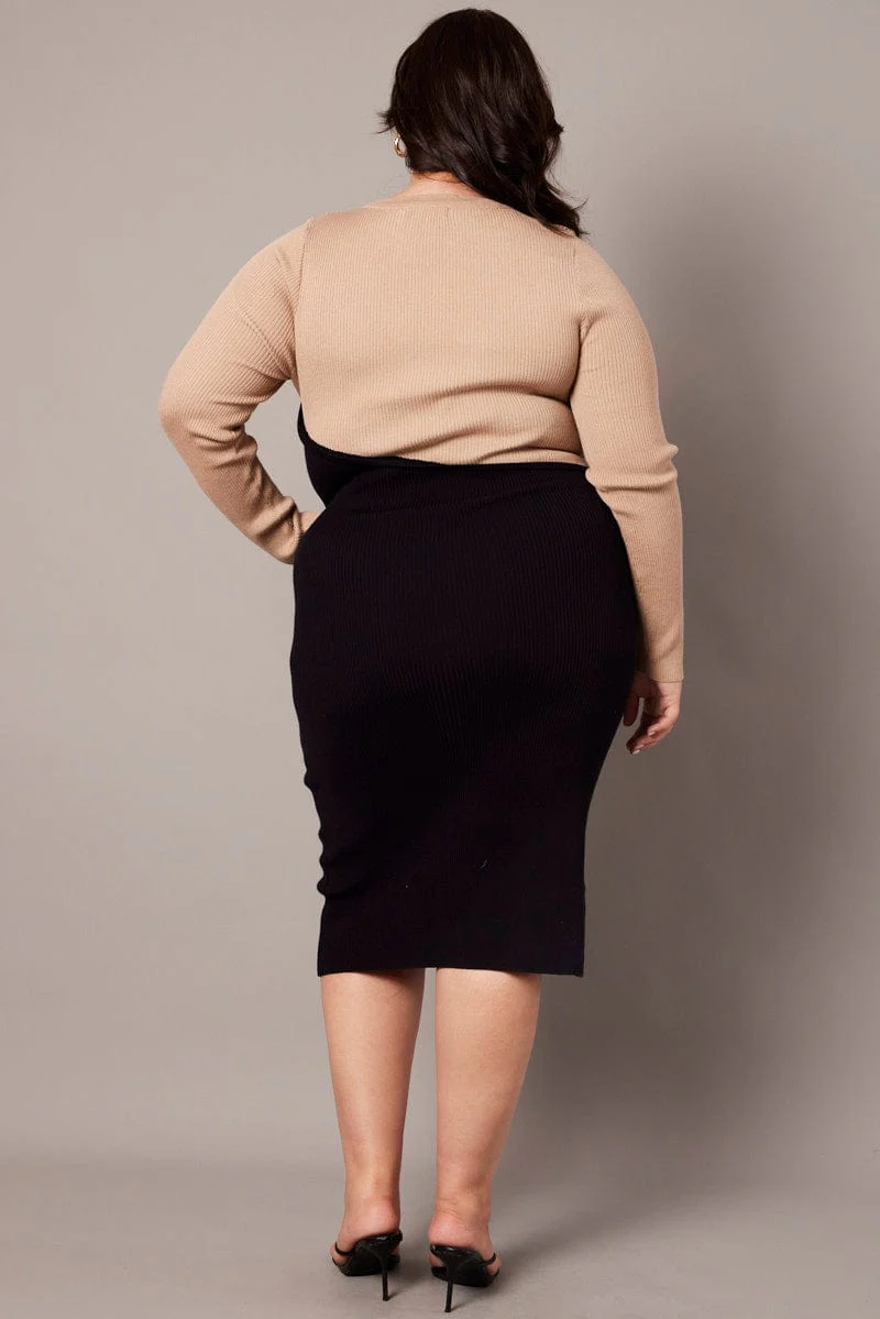 Beige Spliced Dress - Image 5