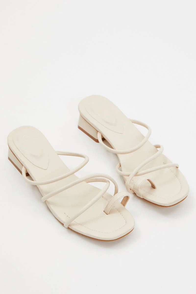 Beige Strappy Heeled Mule - Image 3