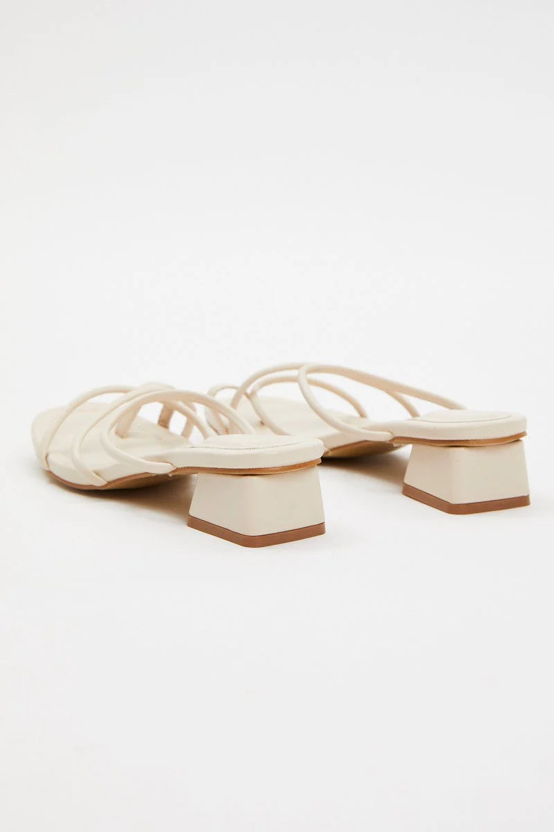 Beige Strappy Heeled Mule - Image 4