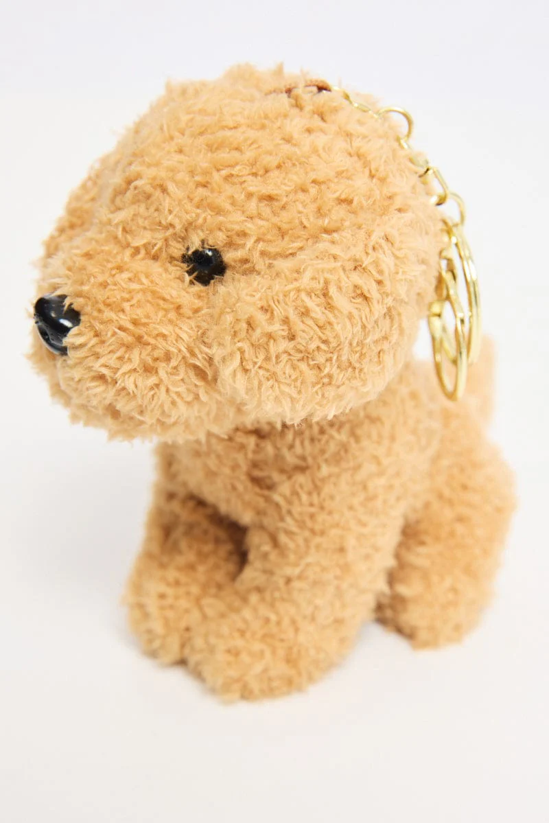 Beige Teddy Dog Keyring Bag Charm - Image 3