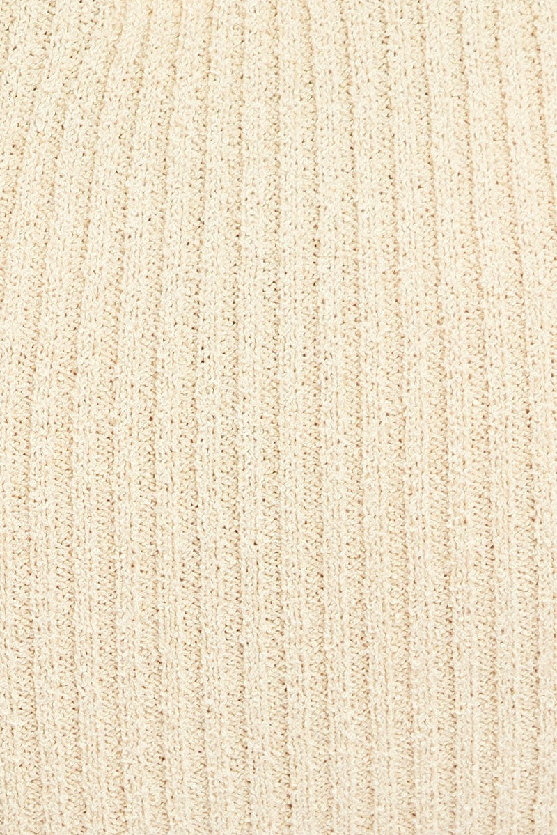 Beige Textured Knit Midi Skirt - Image 6