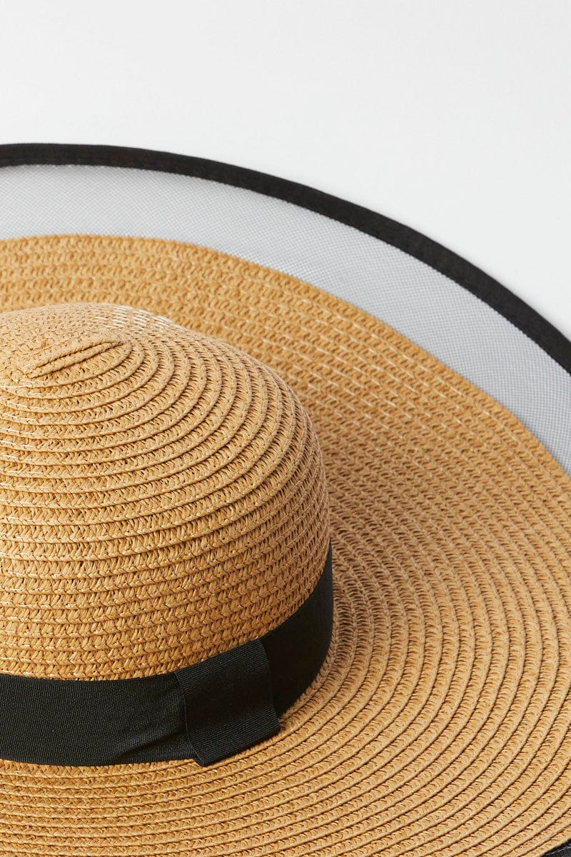 Beige Wide Brim Straw Hat - Image 2