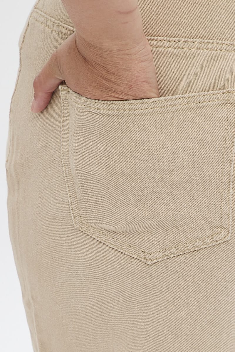 Beige Wide Leg Denim Jeans High Rise - Image 8