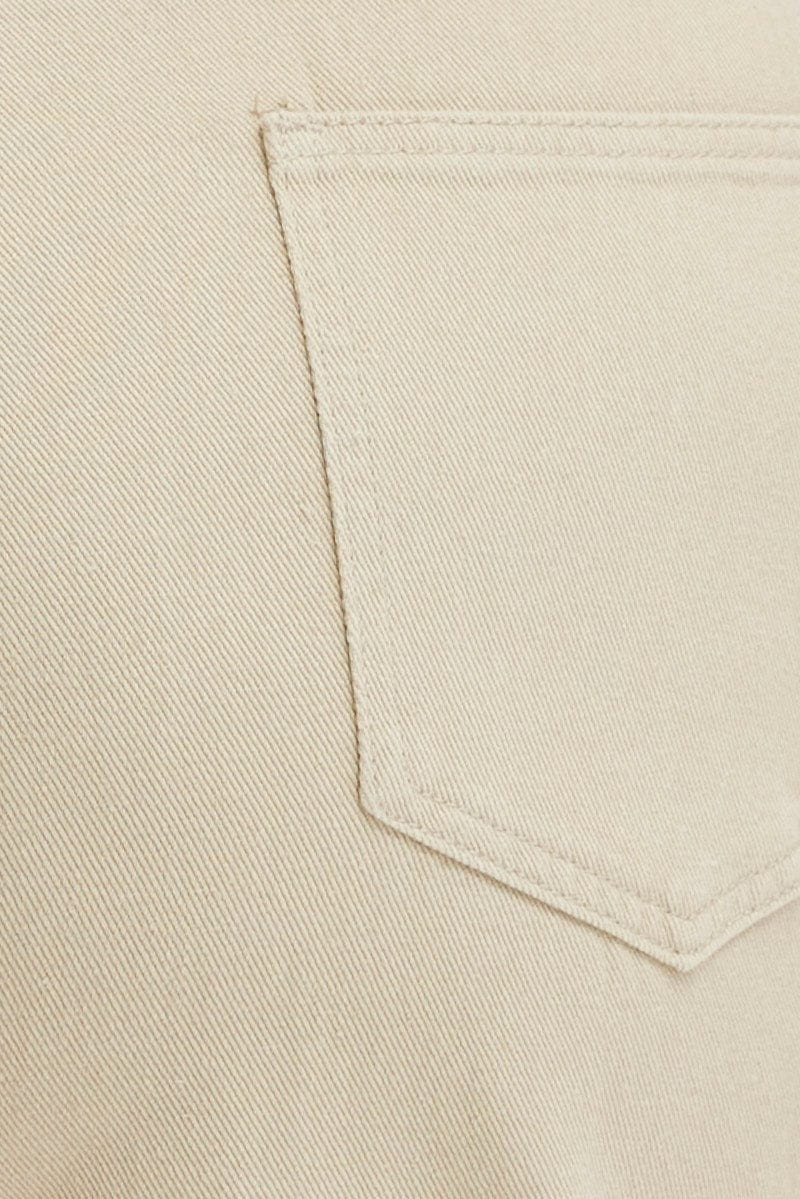 Beige Wide Leg Denim Jeans High Rise - Image 6