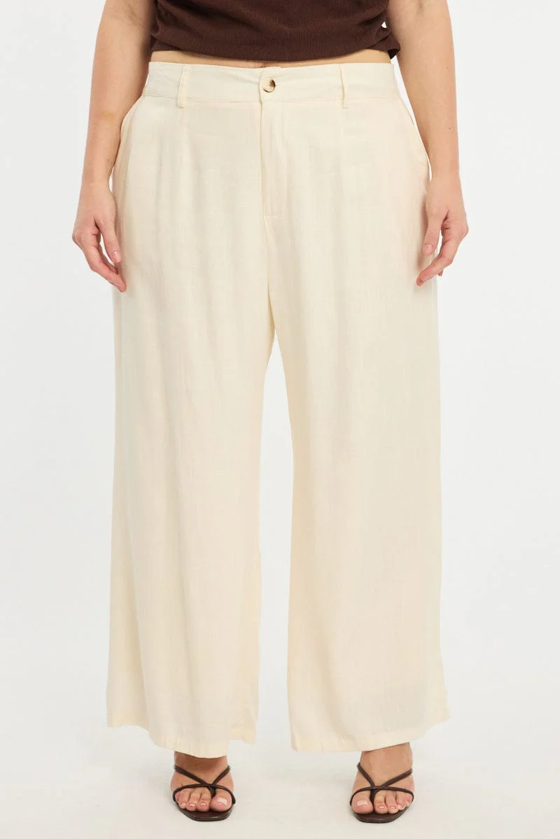 Beige Wide Leg Pants - Image 2