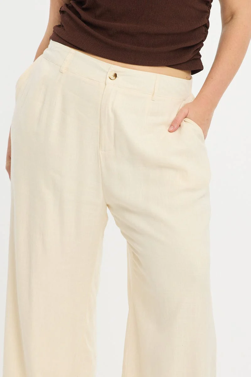 Beige Wide Leg Pants - Image 5
