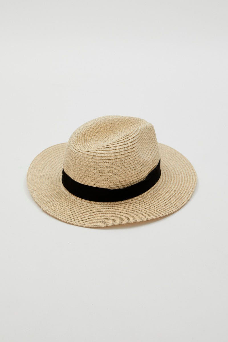 Beige Woven Boater Hat - Image 3