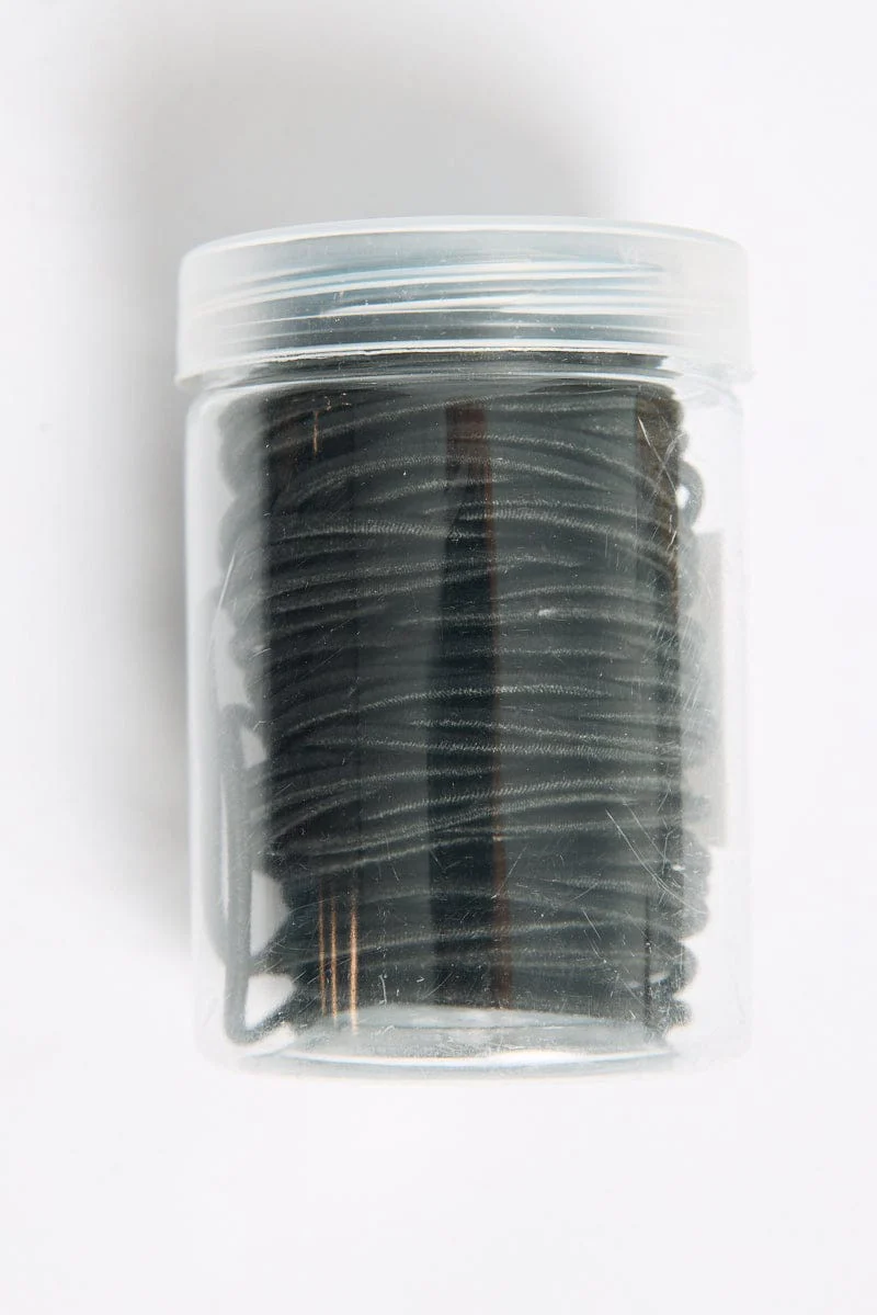 Black 100 Pack Hair Ties - Image 3