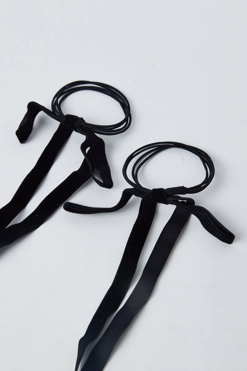 Black 2 Pack Hair Bows - Image 3