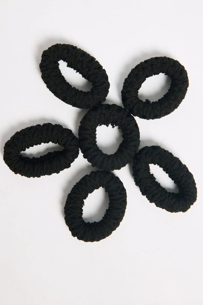 Black 6 Pack Hair Ties