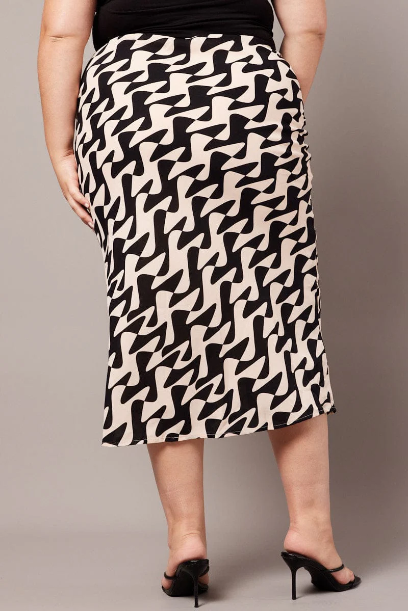 Black Abstract Bias Maxi Slip Skirt - Image 5