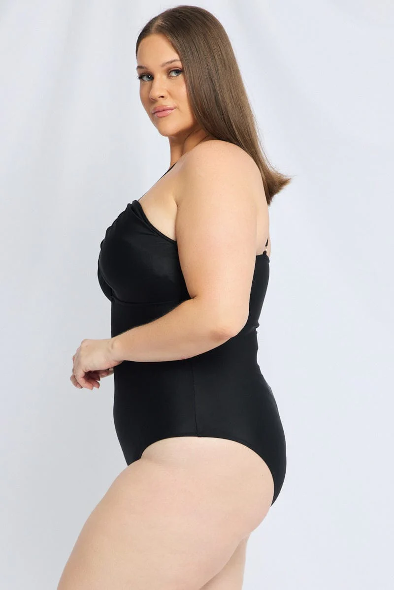 Black Abstract One Piece Swimsuit - Image 4