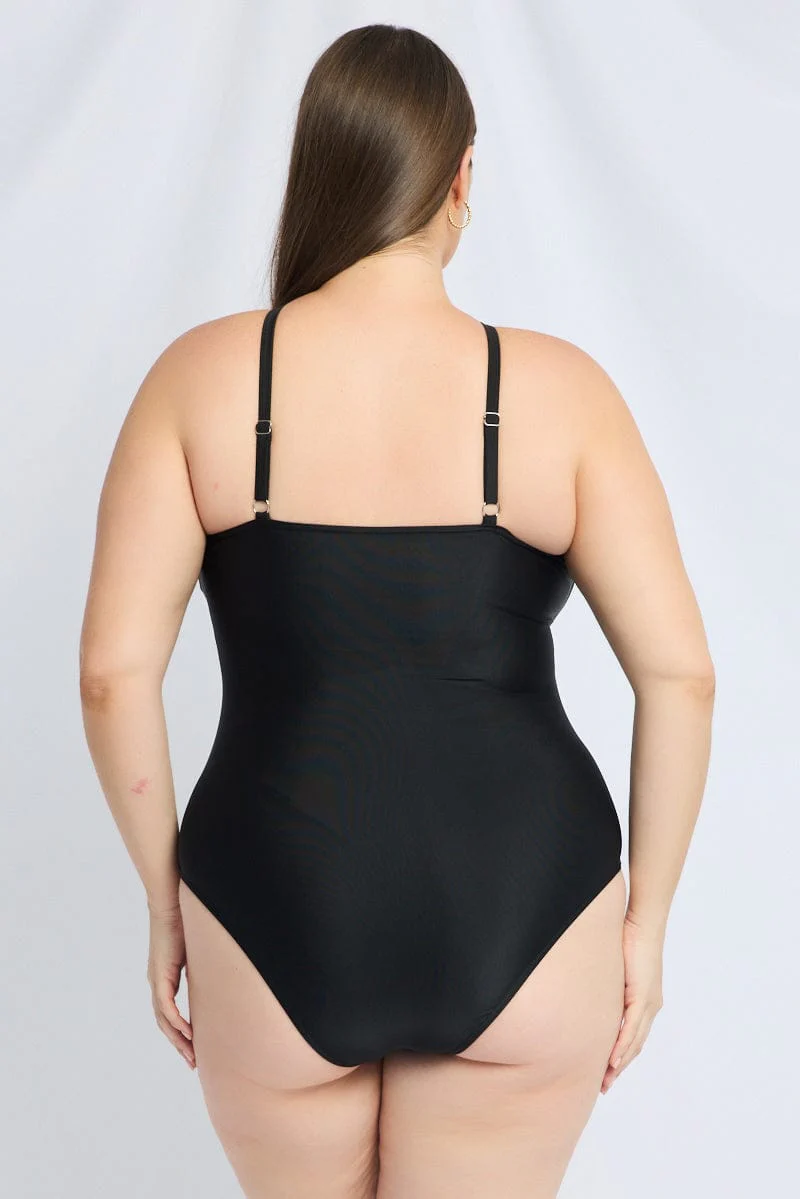 Black Abstract One Piece Swimsuit - Image 5
