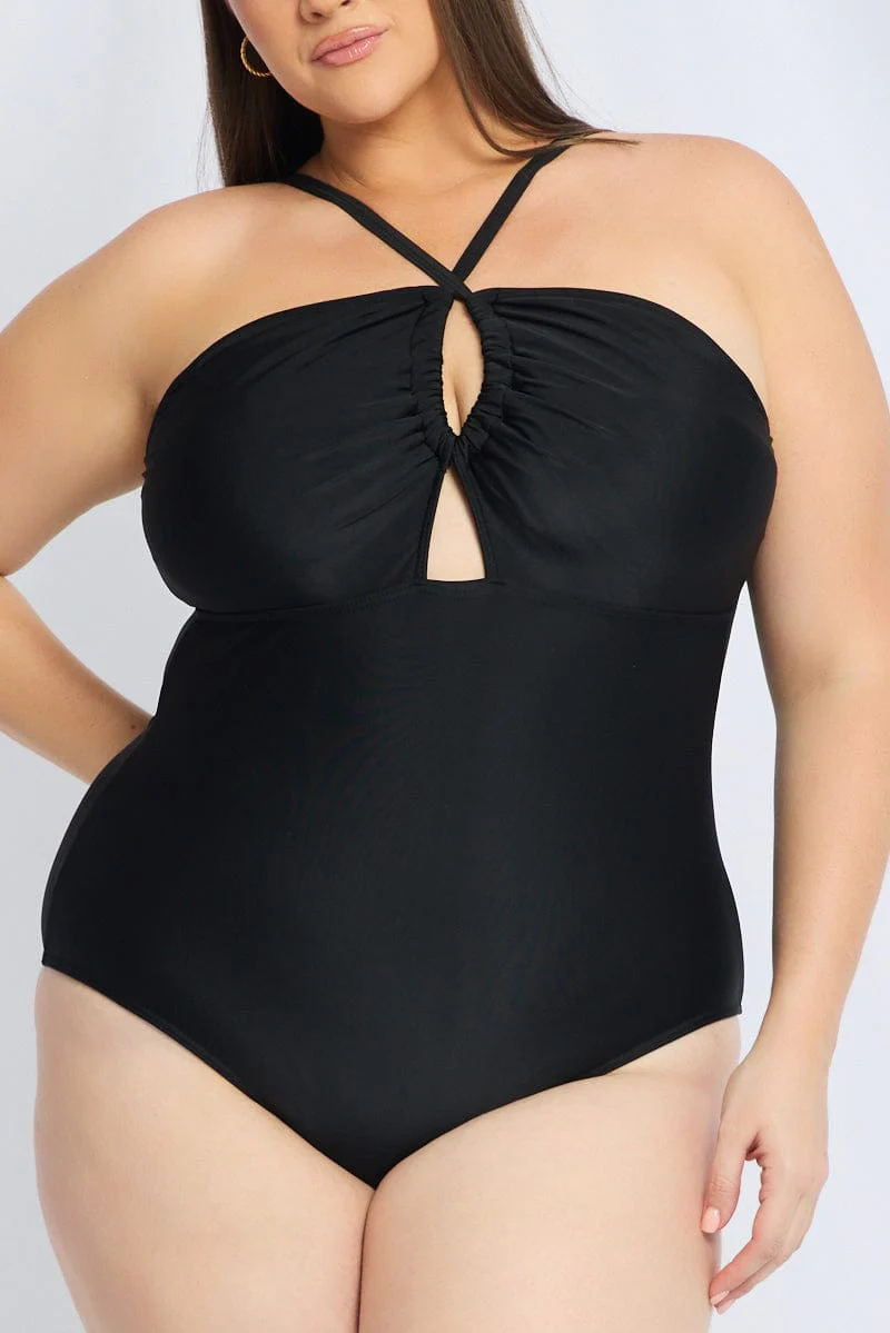 Black Abstract One Piece Swimsuit - Image 6