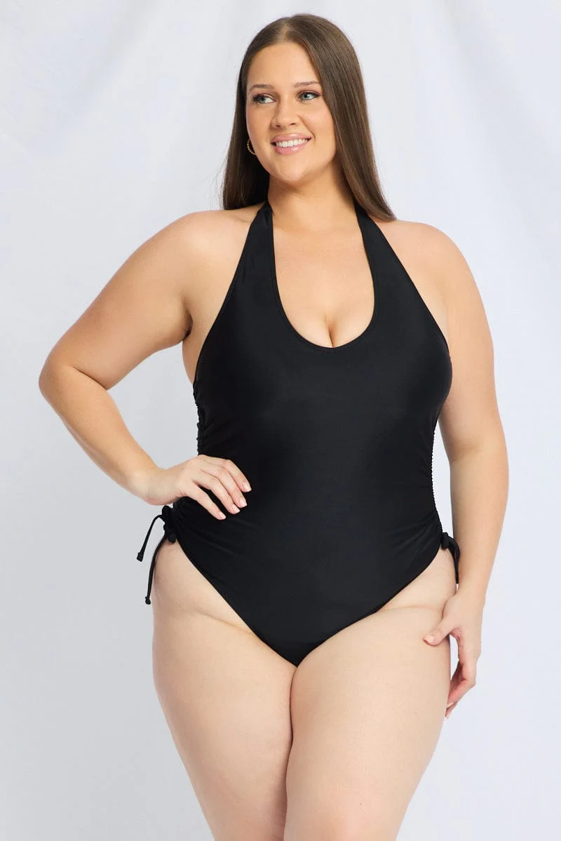 Black Abstract One Piece Swimsuit - Image 2