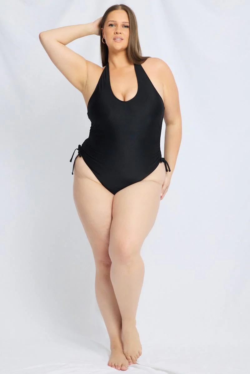 Black Abstract One Piece Swimsuit - Image 3