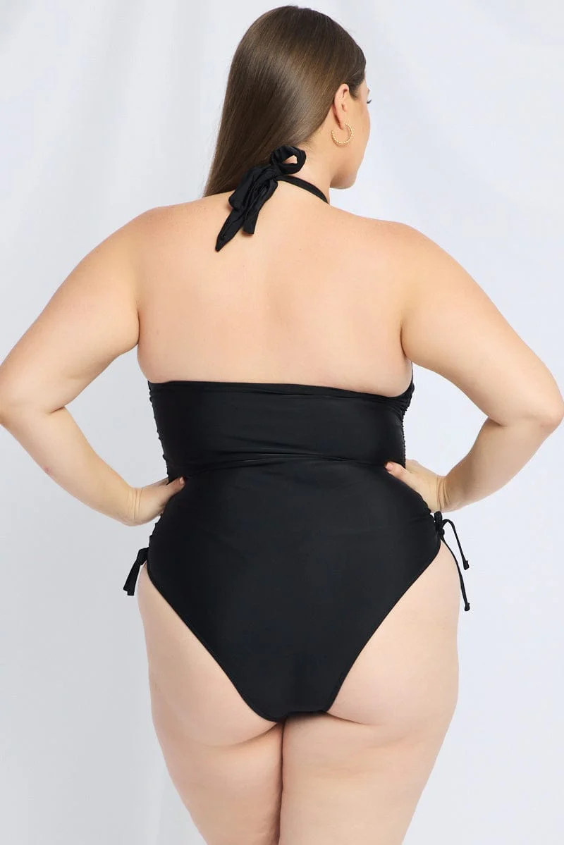 Black Abstract One Piece Swimsuit - Image 5