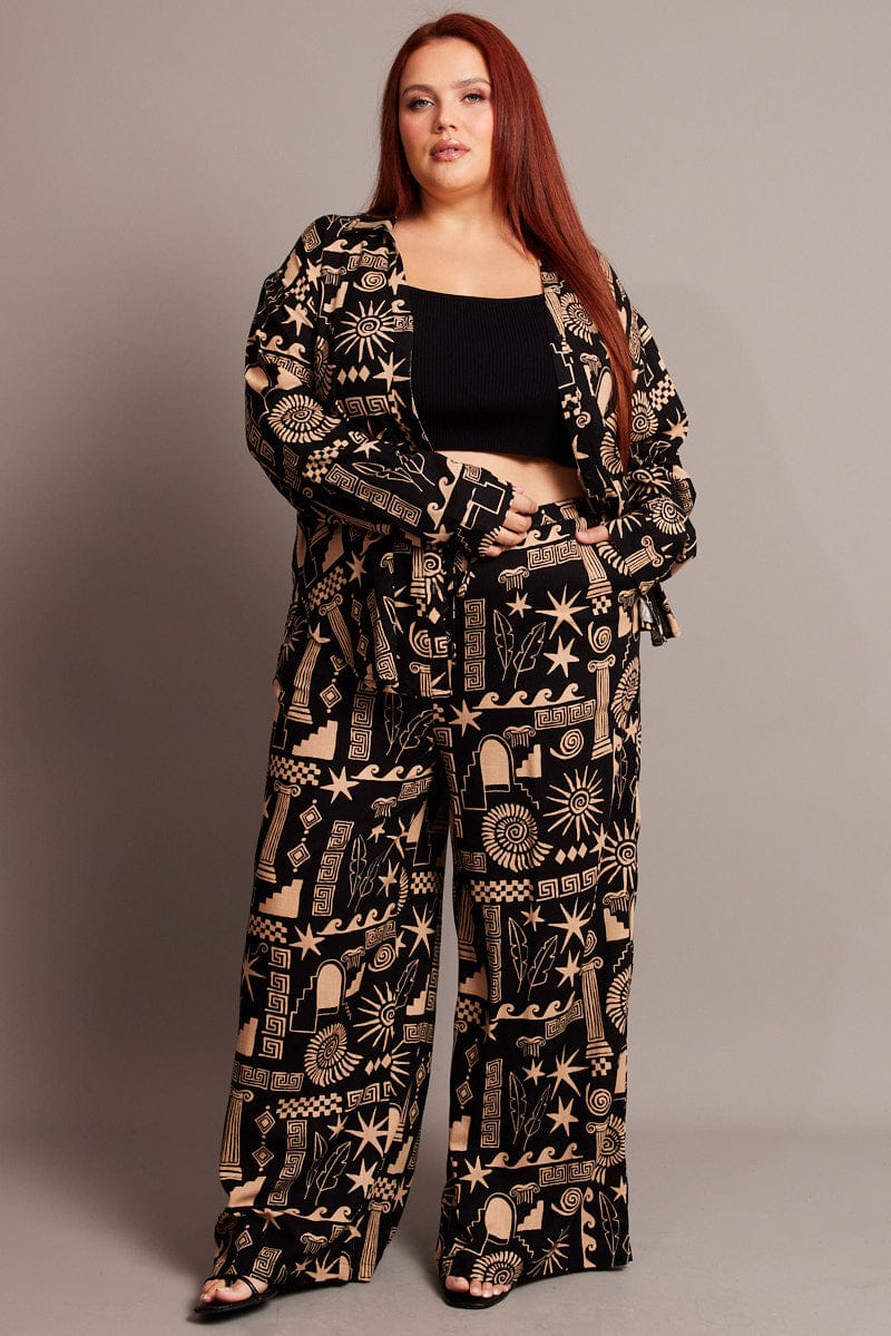 Black Abstract Relaxed Shirt Long Sleeve - Image 3