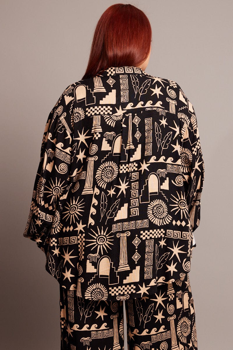 Black Abstract Relaxed Shirt Long Sleeve - Image 5