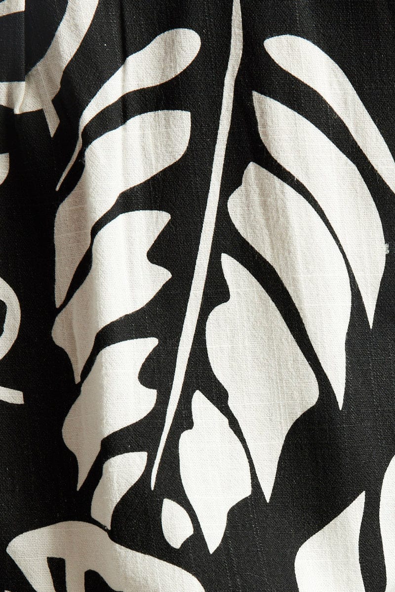 Black Abstract Relaxed Shirt Short Sleeve Linen Blend - Image 6