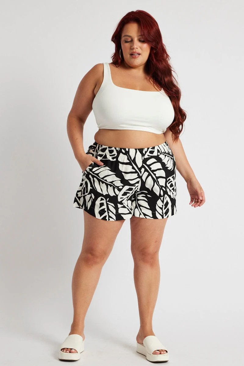 Black Abstract Relaxed Shorts High Rise - Image 2