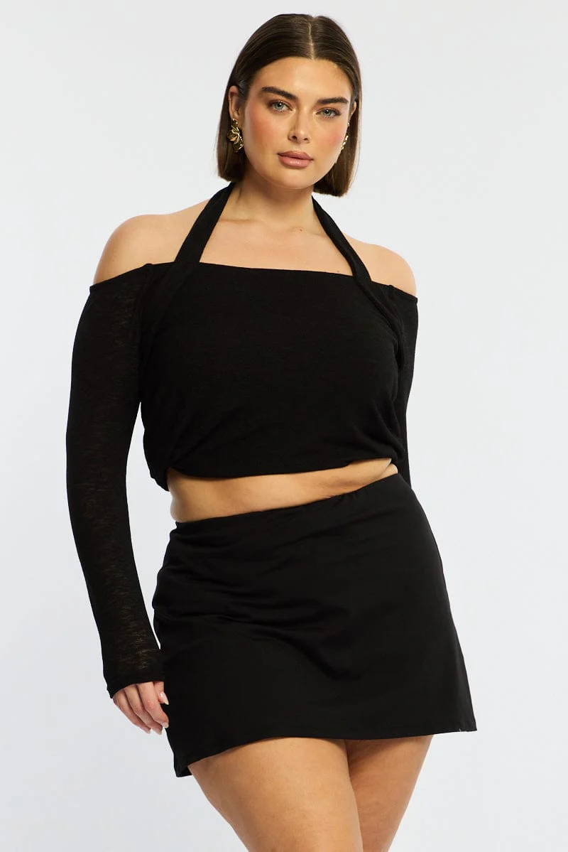 Black Aline Mini Skort