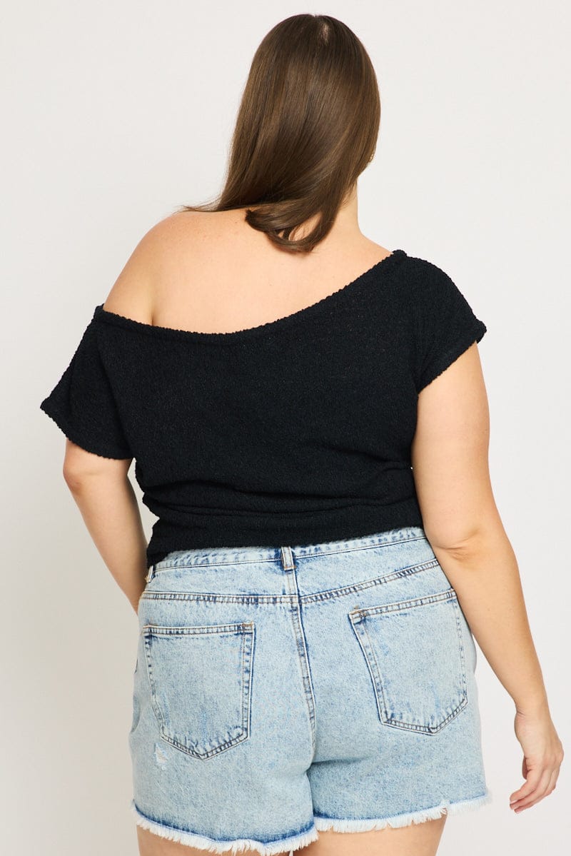 Black Asymmetric Knit Top - Image 4