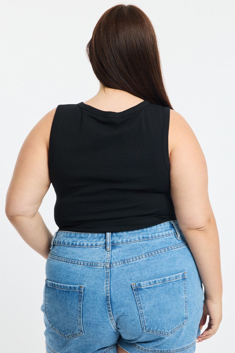 Black Asymmetrical Button Top Sleeveless - Image 4