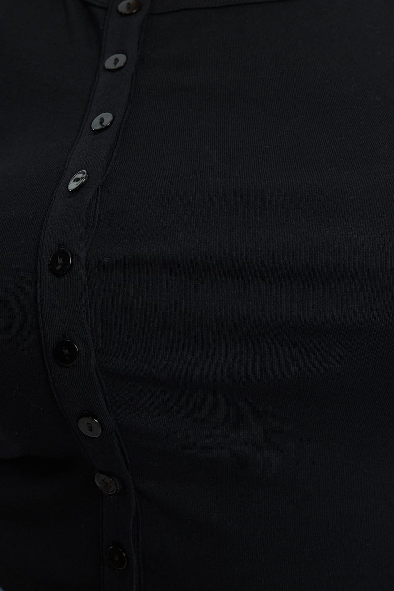Black Asymmetrical Button Top Sleeveless - Image 5