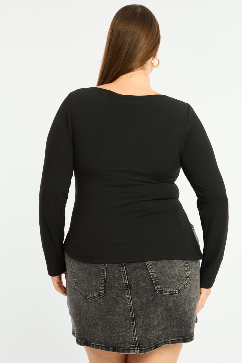 Black Asymmetrical Top Long Sleeve - Image 4