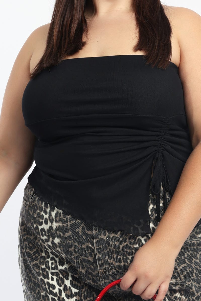 Black Bandeau Top Asymmetrical Hem - Image 5