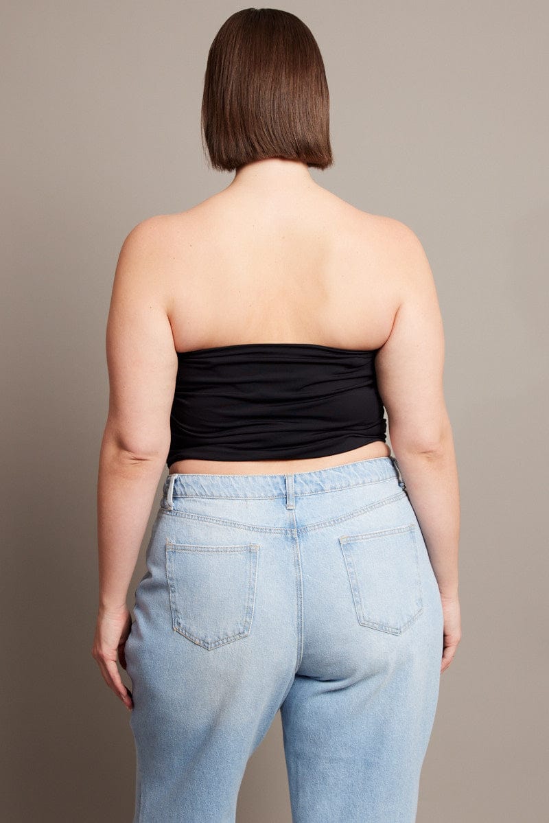 Black Bandeau Top Side Ruched - Image 5